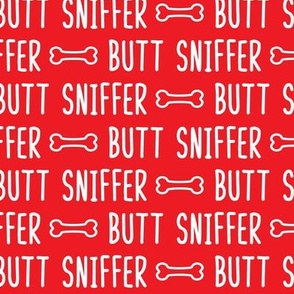 Butt Sniffer - white on red- extra small scale