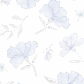 Watercolour Floral Blues Faded
