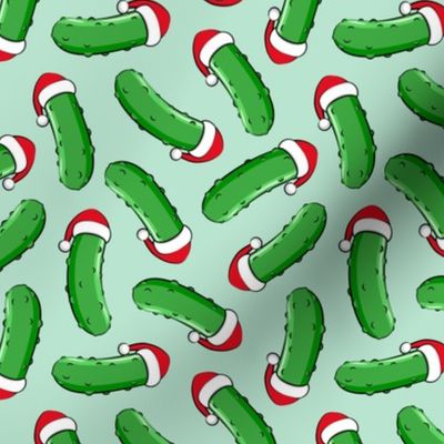 Christmas Pickle toss - pickle ornament Santa hat - mint - LAD20