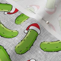 Christmas Pickle toss - pickle ornament Santa hat - grey - LAD20