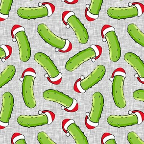Christmas Pickle toss - pickle ornament Santa hat - grey - LAD20