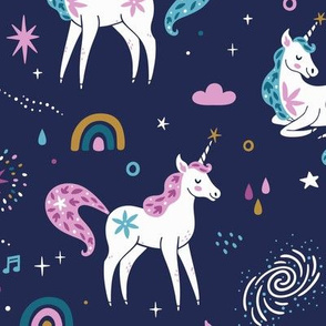Magic unicorns with rainbows. Big scale