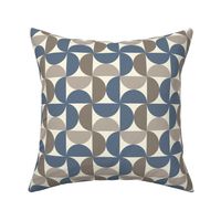 Retro mod half circles dots check dusted  beige blue