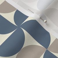 Retro mod half circles dots check dusted  beige blue