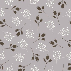 Woodland Bells and Berries - Light Gray