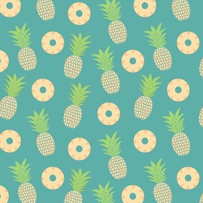 pineapple, fruit, slice, circle, summer