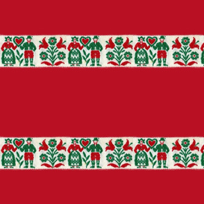 Ribbon Man Woman Red Green Red Background