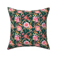 Rose Ranunculus Peony|Pink Orange Flowers on Eden Green|Renee Davis