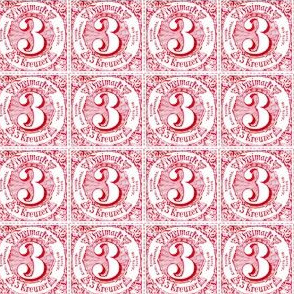 1866 Thurn und Taxis German Imperial postage stamp, 3 kreuzer, light red