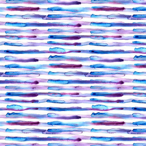 Watercolor Stripes Purple and Blue - small scale
