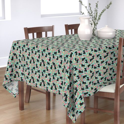 affenpinscher floral dog fabric - mint