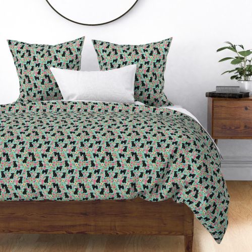 affenpinscher floral dog fabric - mint