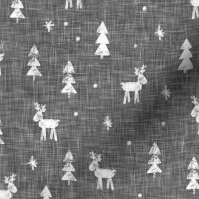 Christmas Reindeer - grey - winter forest - moose - LAD20