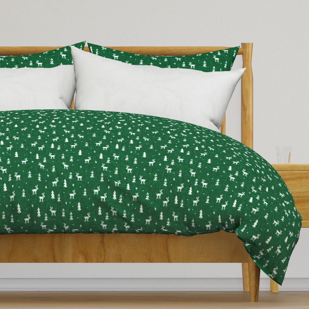 Christmas Reindeer - green - winter forest - moose - LAD20