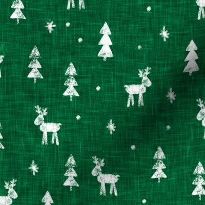 Christmas Reindeer - green - winter forest - moose - LAD20