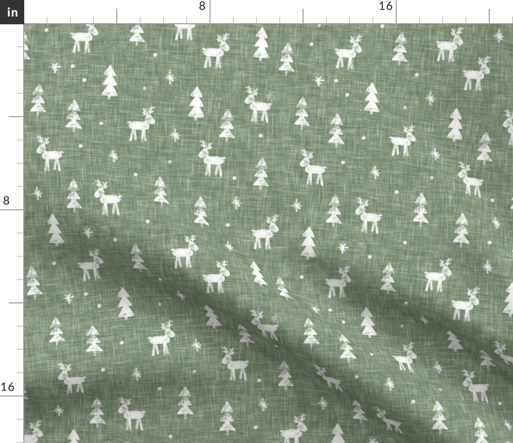 Christmas Reindeer - sage - winter forest - moose - LAD20