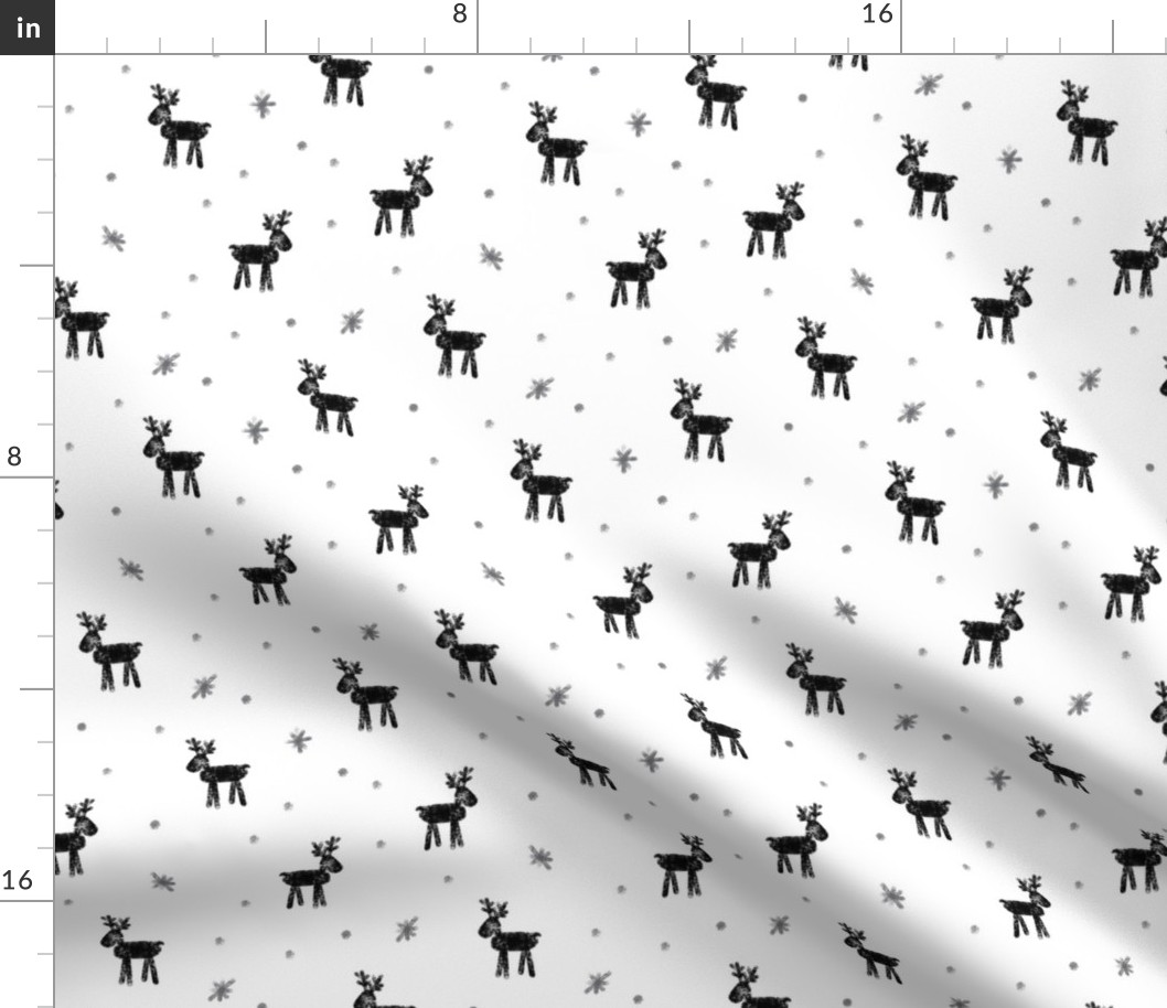 Reindeer - Winter - Christmas Holiday - black and grey - LAD20