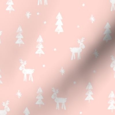Christmas Reindeer - pink - winter forest - moose - LAD20