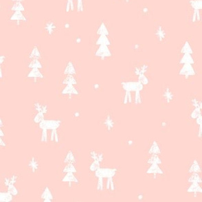 Christmas Reindeer - pink - winter forest - moose - LAD20
