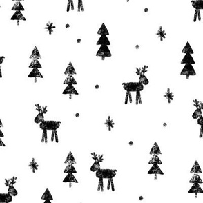 Christmas Reindeer - black - winter forest -  moose - LAD20