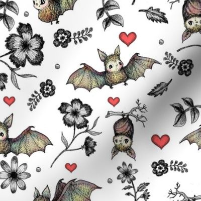 Bats & Hearts, White Background