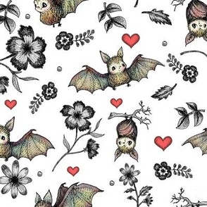 Bats And Hearts Fabric, Wallpaper and Home Decor | Spoonflower