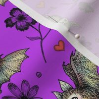 Bats & Hearts, Purple Background