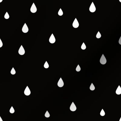 The Scandi Collection - white raindrops on black background