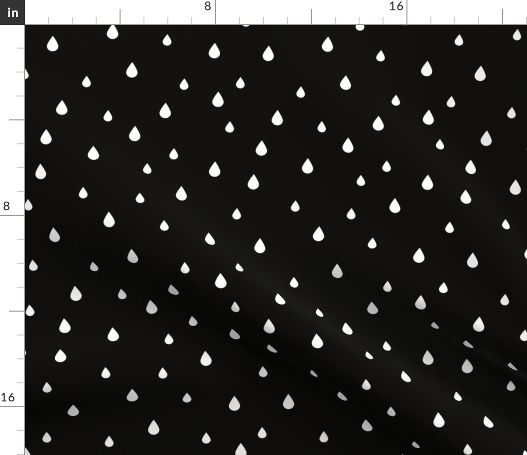 The Scandi Collection - white raindrops on black background