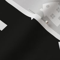 The Scandi Collection - white houses on black background