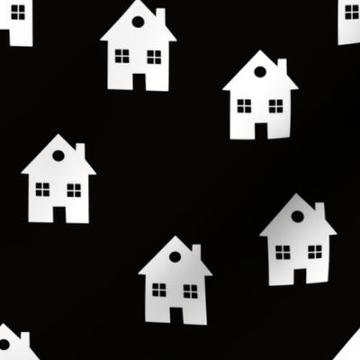 The Scandi Collection - white houses on black background