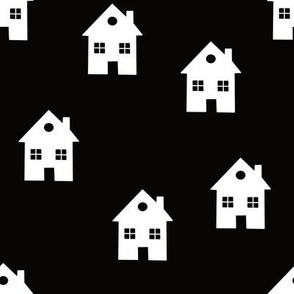 The Scandi Collection - white houses on black background