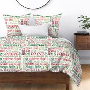 Christmas subway art typography brights on white- large scale