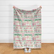 Christmas subway art typography brights on white- large scale