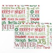 Christmas subway art typography brights on white- large scale