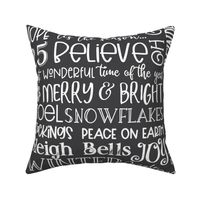 Christmas subway art typography white on grey large scale