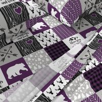 4.5 Inch Love you to the mountains and back//Plum - Wholecloth Cheater Quilt