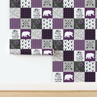 4.5 Inch Love you to the mountains and back//Plum - Wholecloth Cheater Quilt