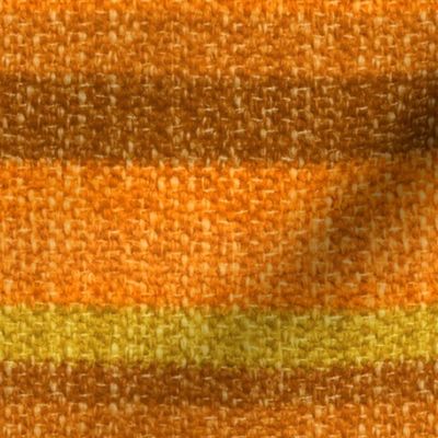 Fall Stripe, gold, orange, brown with boucle texture - large scale