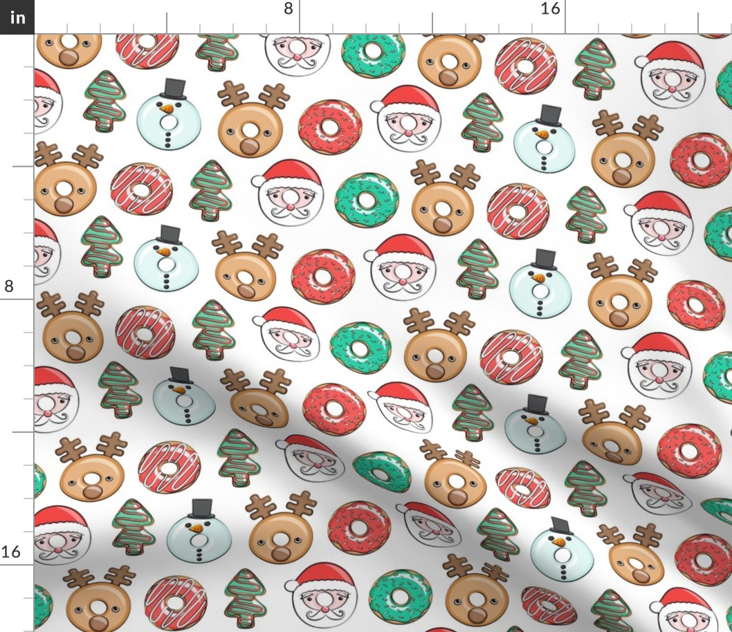 Christmas donuts - holiday doughnuts - santa, snowman, reindeer - white - LAD20