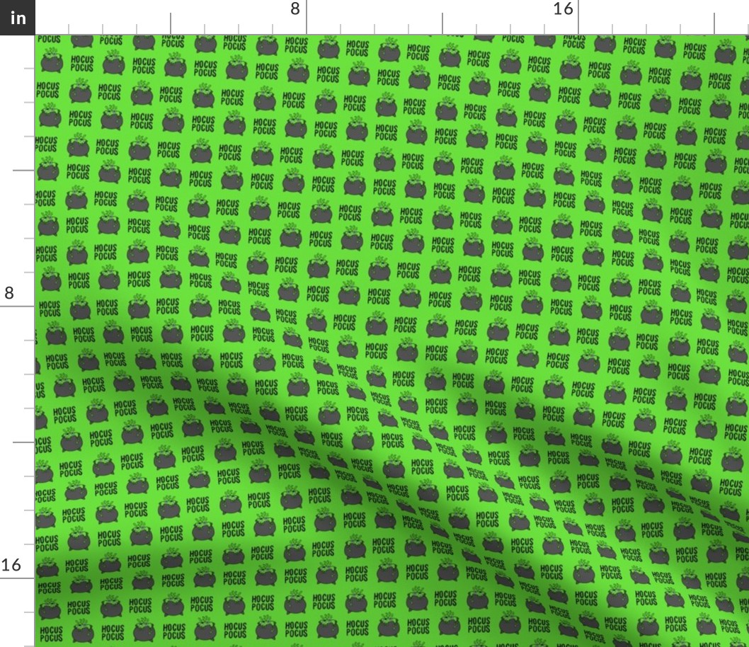 MINI Hocus Pocus fabric - cauldron fabric - lime