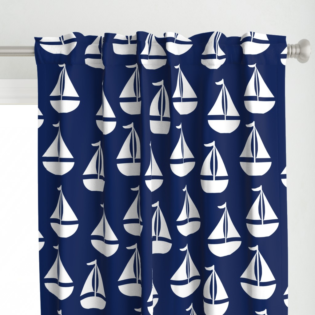 Navy Blue Sailboat Sihouette