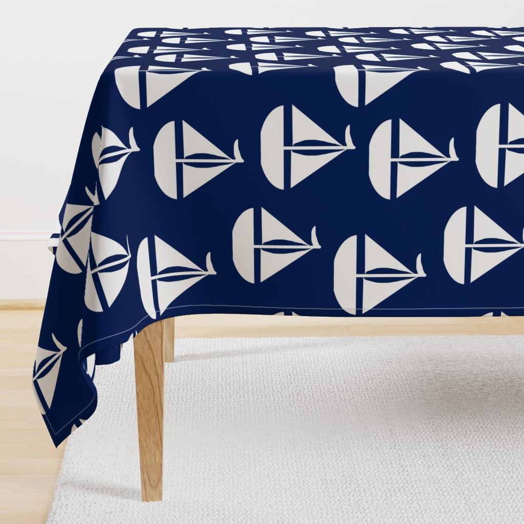 Navy Blue Sailboat Sihouette