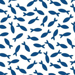 Fish Shoal in Navy and White - Large