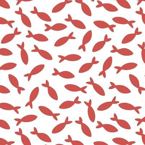 Fish Shoal in Red and White - Large