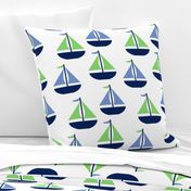 Nautical Sailboat Navy Blue Green