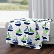 Nautical Sailboat Navy Blue Green