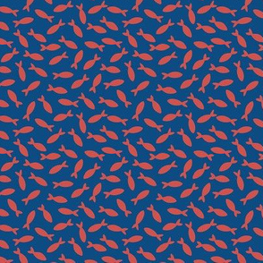Fish Shoal in Red and Classic Blue - Small