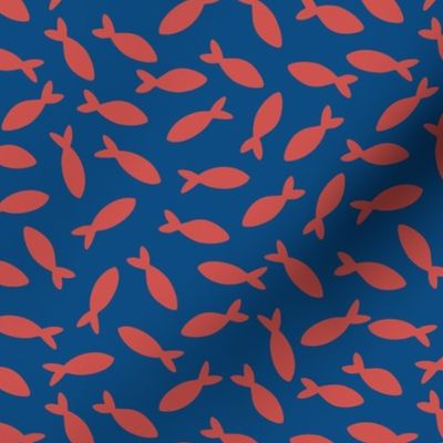 Fish Shoal in Red and Classic Blue - Large