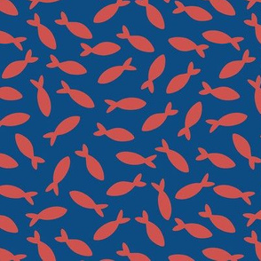 Fish Shoal in Red and Classic Blue - Large